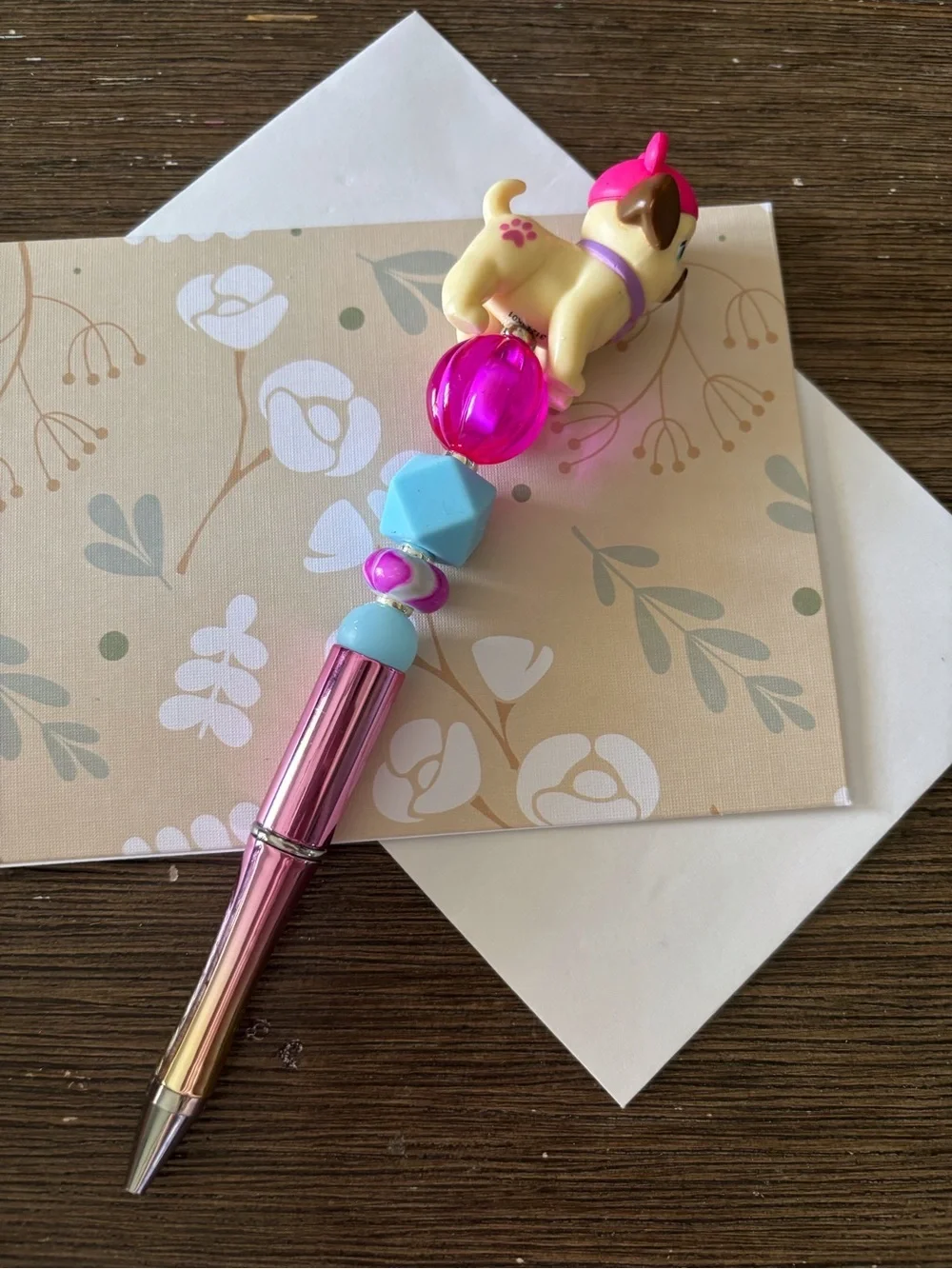 Barbie pug pet dog handmade beaded pen